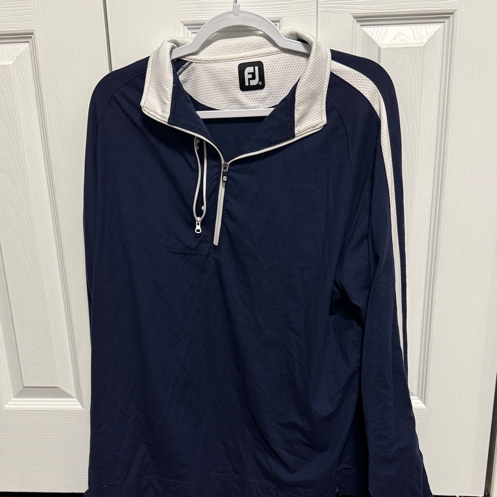FootJoy Navy with White Trim Quarter-Zip Golf Pullover